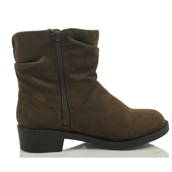 Girls Khaki Slouchy Mid Calf Riding Low Heel Boot - Picture 4 of 6